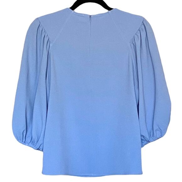 Ganni Crepe Balloon Sleeve Top in Forever Blue, Size 10 - Picture 8 of 13